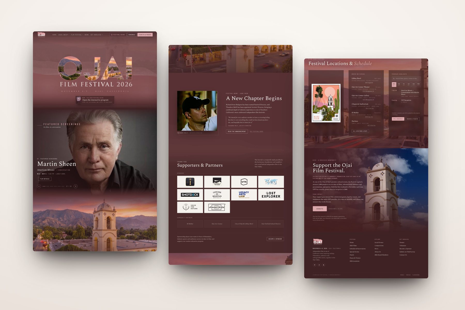 The full homepage in three columns